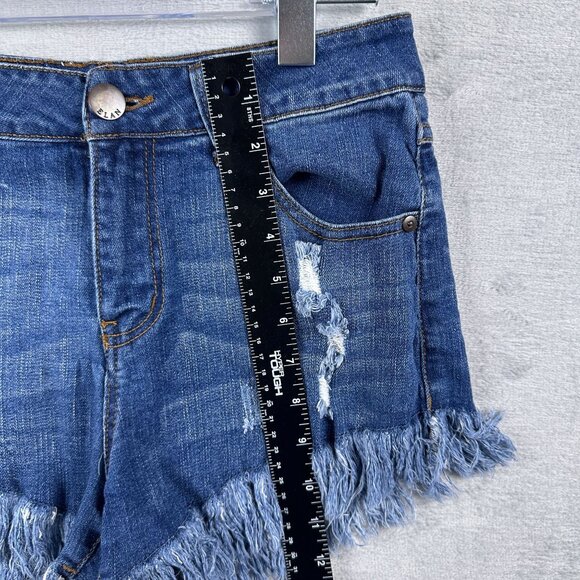 Elan Denim Jeans Shorts Distressed Stretch Mid Rise Women's Blue Size Small - Picture 7 of 8